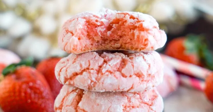 Image for Easy Strawberry Crinkle Cookies Recipe