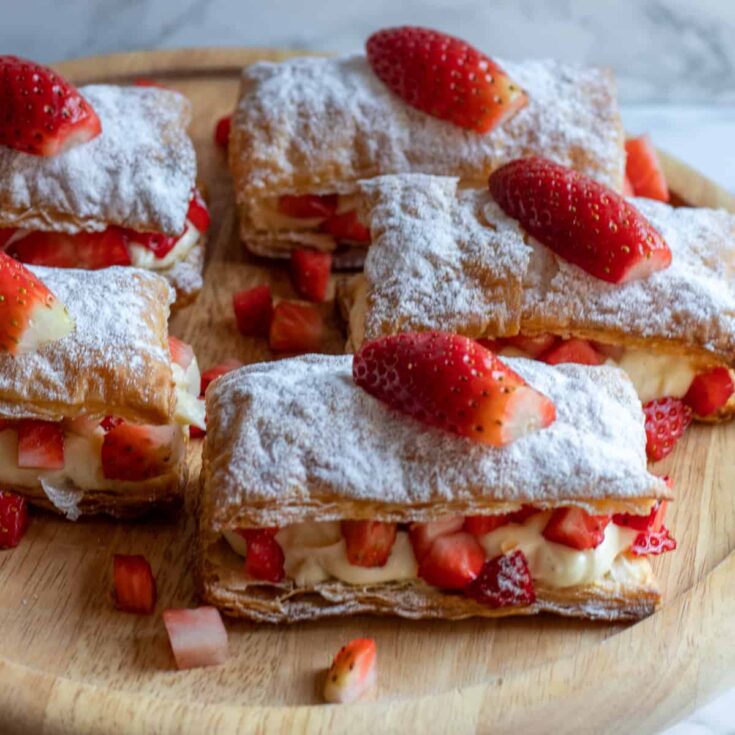 Image for Easy Strawberry Puff Pastry Stacks with Cream