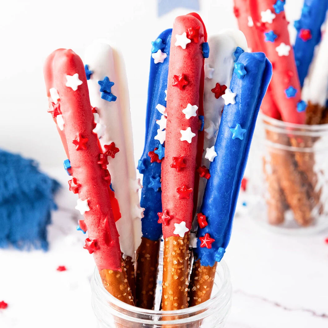 Patriotic Dipped Pretzel Rods Recipe