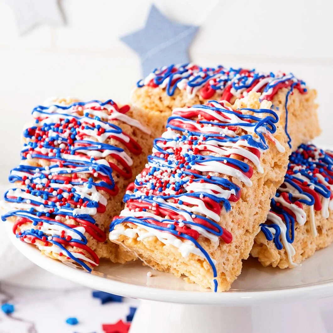 Red, White, and Blue Rice Krispie Treats 