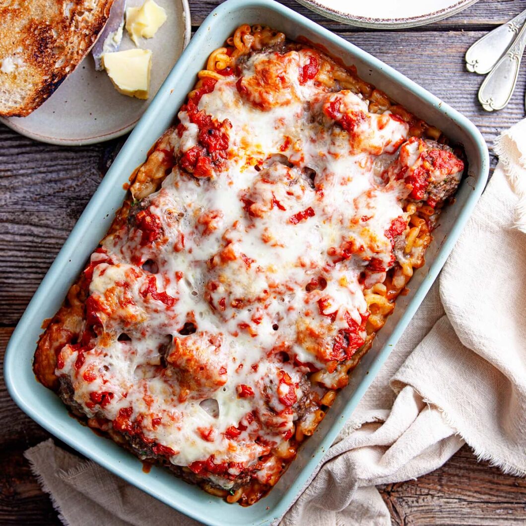 Cheesy Meatball Casserole