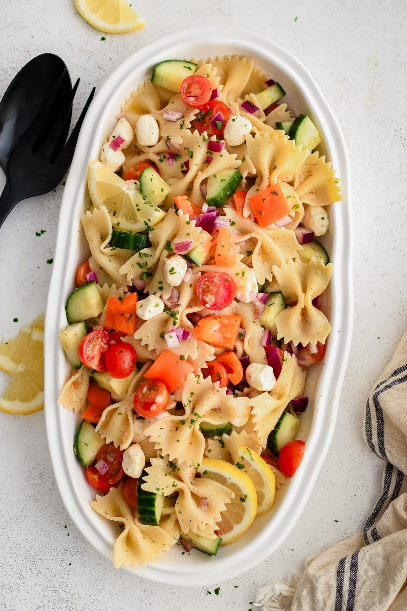 Image for Summertime Pasta Salad with Tomatoes, Cucumber, and Mozzarella